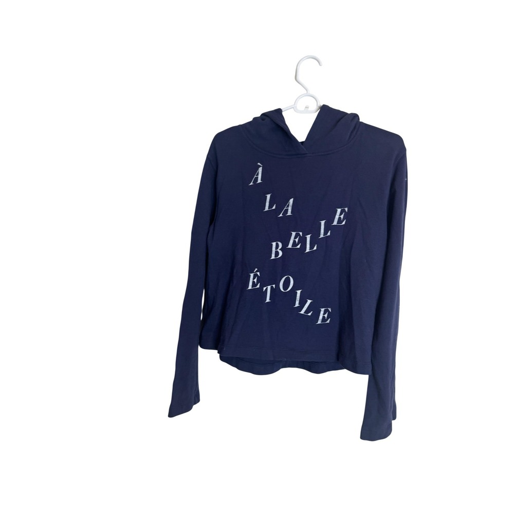 Anthropologie Hoodie Sweatshirt‎ Womens XS Blue A La Belle Etoile French Graphic